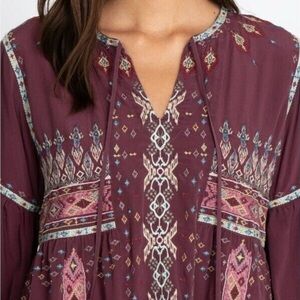 Biya Johnny Was large Deliza silk  Boho embroidered Vino Women's Top/Blouse